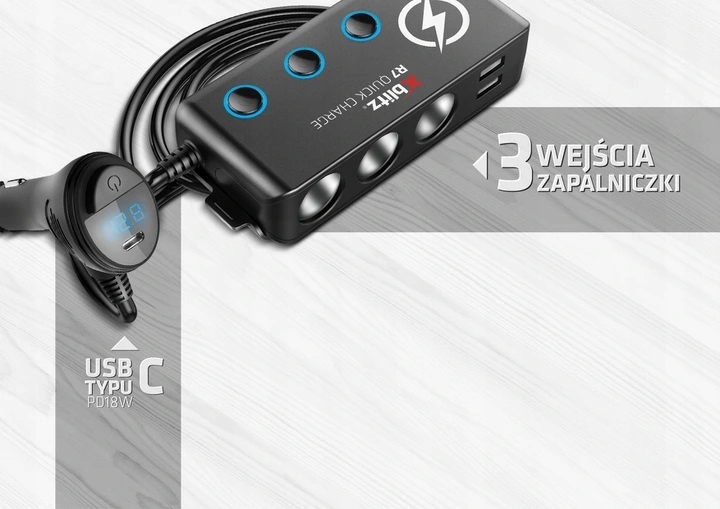 Rozdzielacz Samochodowy Xblitz R7 Usb Qc 3.0