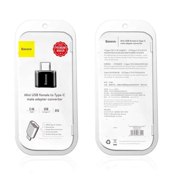 Baseus Adapter Przejściówka Usb-A Do Usb-C Otg