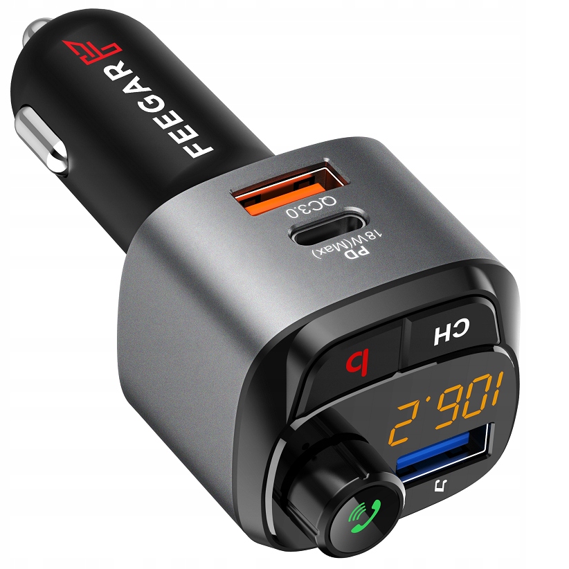 Feegar Transmiter Fm Bluetooth Ładowarka Qc 3.0 Pd