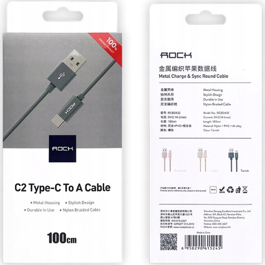 Kabel Rock Ładowarka Usb-C Samsung Huawei Xiaomi