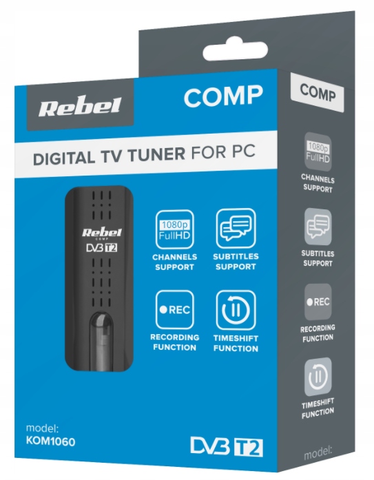 Tuner Cyfrowy Usb Tv Dvb-T2 H.265 Hevc Rebel