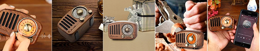 Feegar Retro Radio Kuchenne Z Drewna Fm 10H Bt 4.2