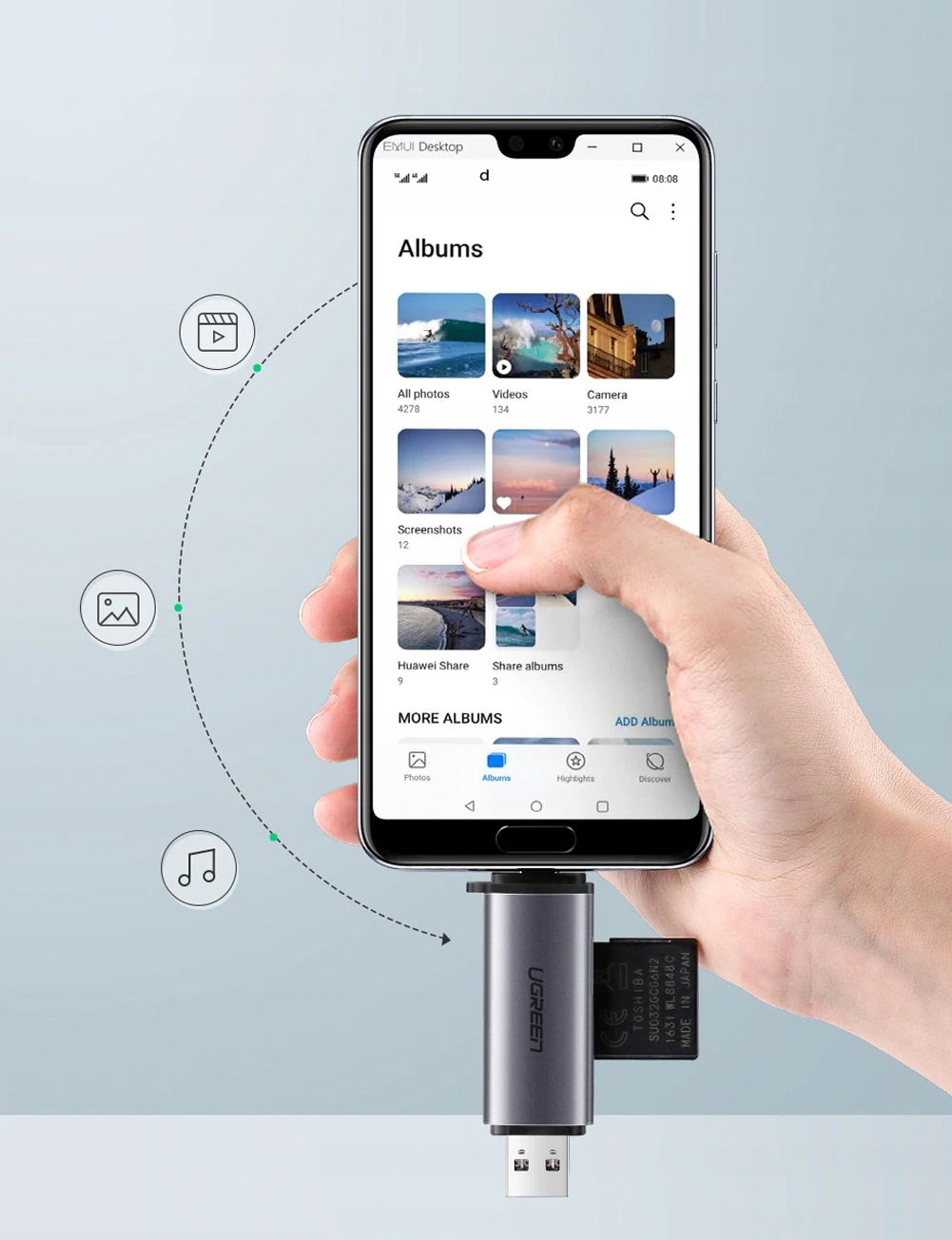 Ugreen Czytnik Kart Sd / Micro Na Usb / Usb-C 3.0