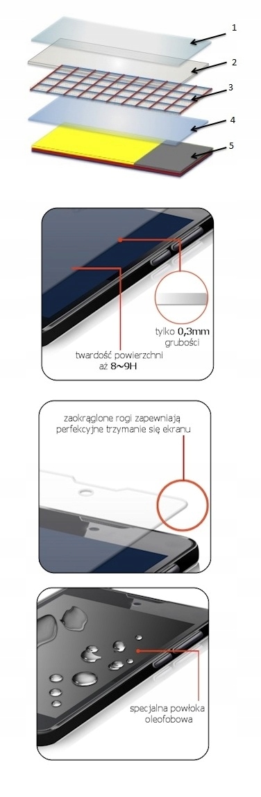 Szkło Hartowane Lcd 9H Do Huawei P9 Cały Ekran 3D