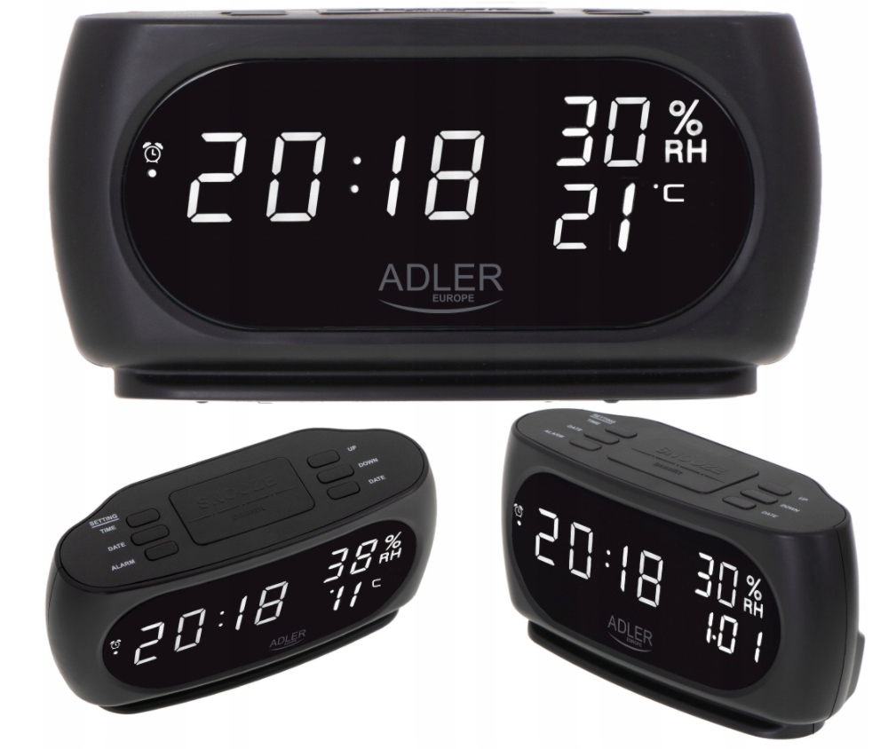 Zegar Budzik Elektroniczny Termometr Wilgotność