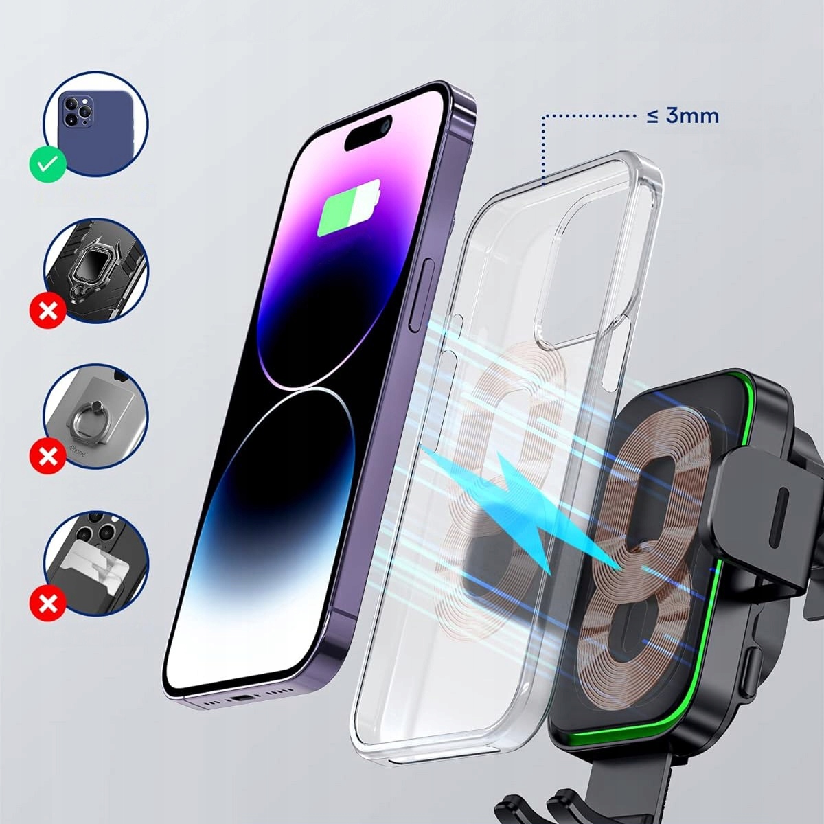 Uchwyt Samochodowy Na Telefon Feegar Qh400 Ładowarka Indukcja Szyba Kokpit