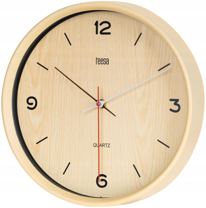 Zegar Ścienny Tarczowy Klasyczny Kwarcowy 30 Cm Jasny Brąz Tsa0048