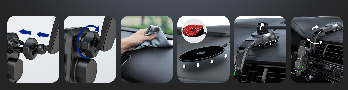 Uchwyt Samochodowy Na Telefon Feegar Qh400 Ładowarka Indukcja Szyba Kokpit