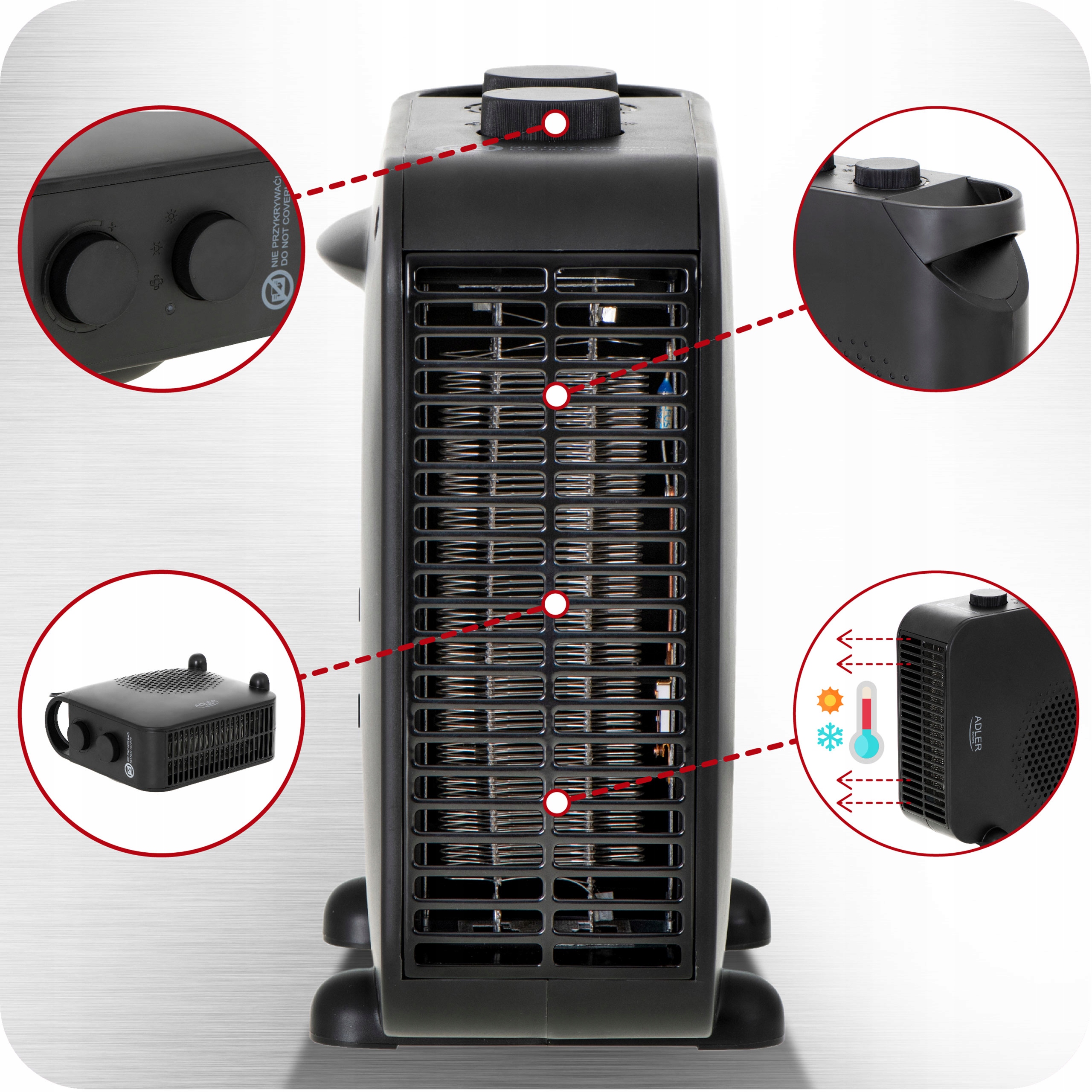 Termowentylator Farelka Grzejnik Termostat 2000W