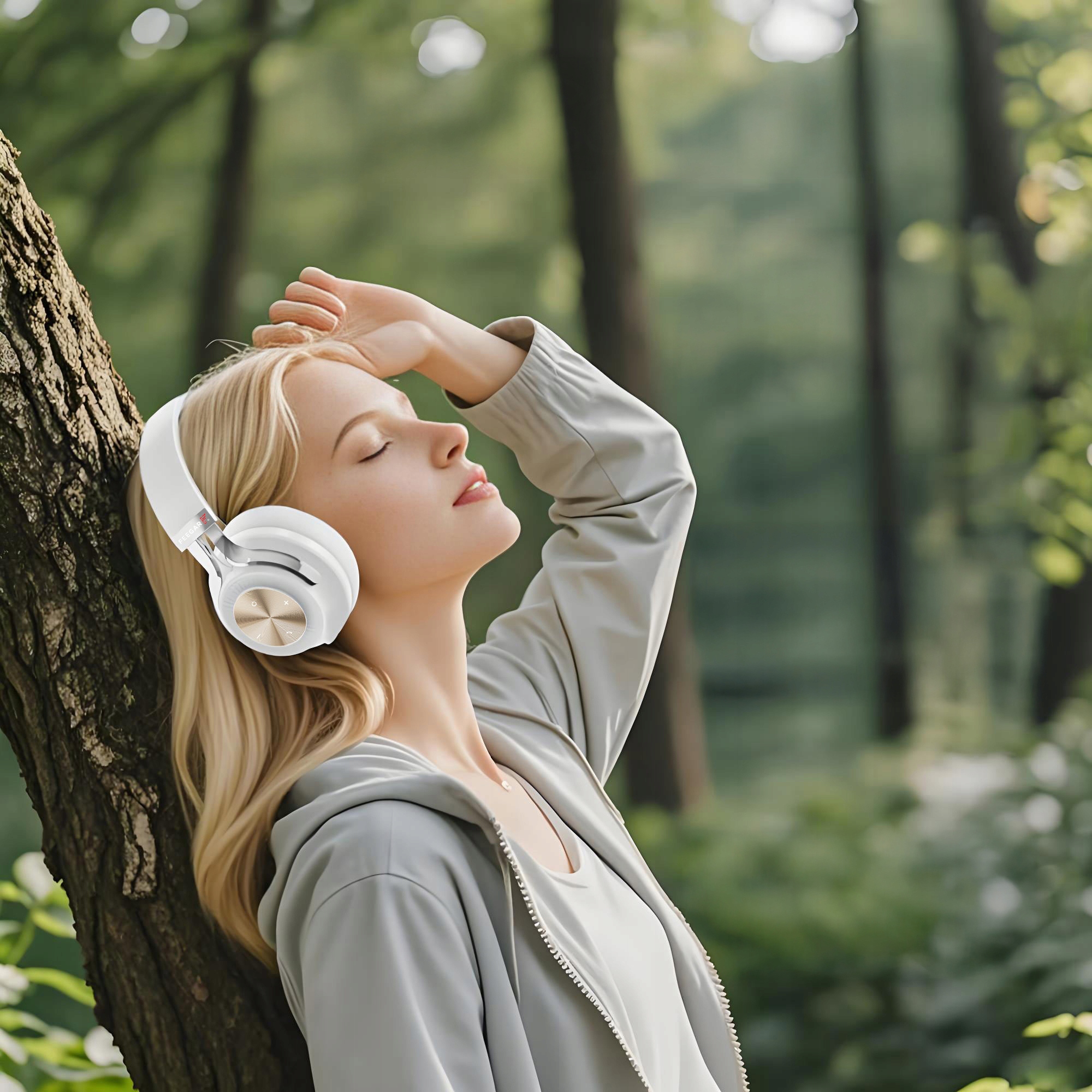 Słuchawki Bezprzewodowe Nauszne Anc 65H Feegar Alphabeat Białe Bluetooth5.4