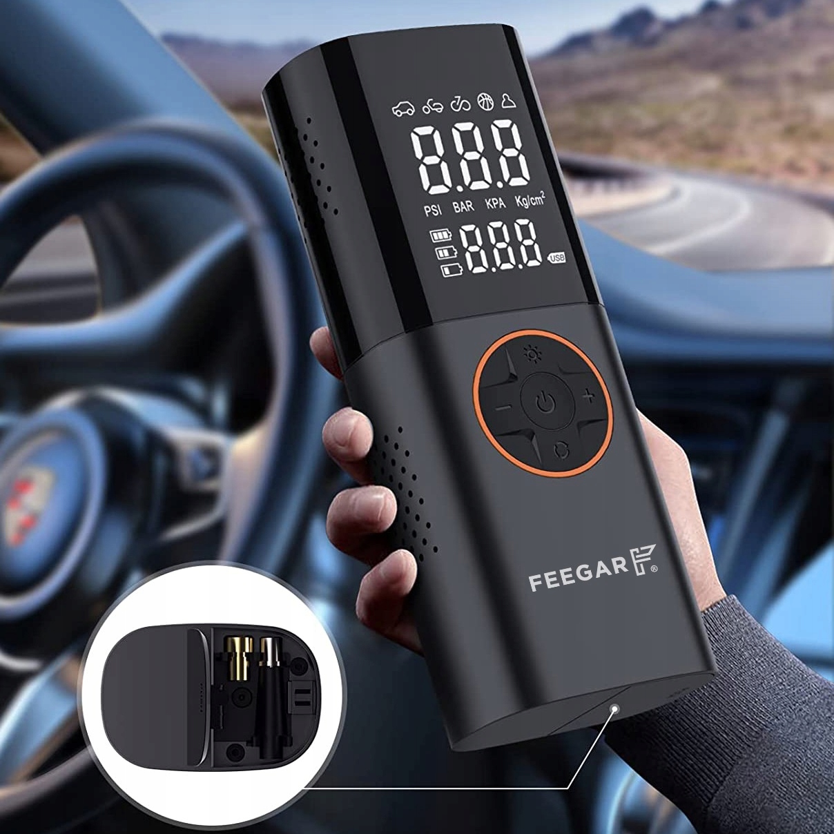 Kompresor Samochodowy Feegar Pompka Sprężarka 12V