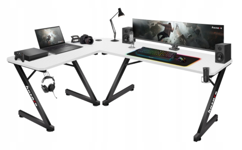 Biurko Gamingowe Narożne Komputerowe Gracza Huzaro