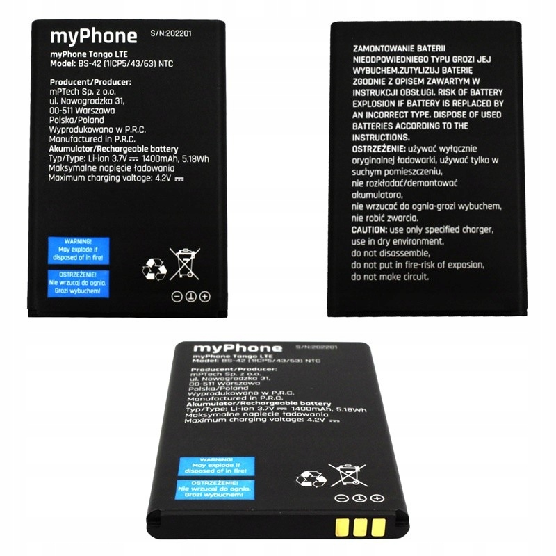 Oryg Bateria Bs-42 Akumulator Myphone Tango Lte +