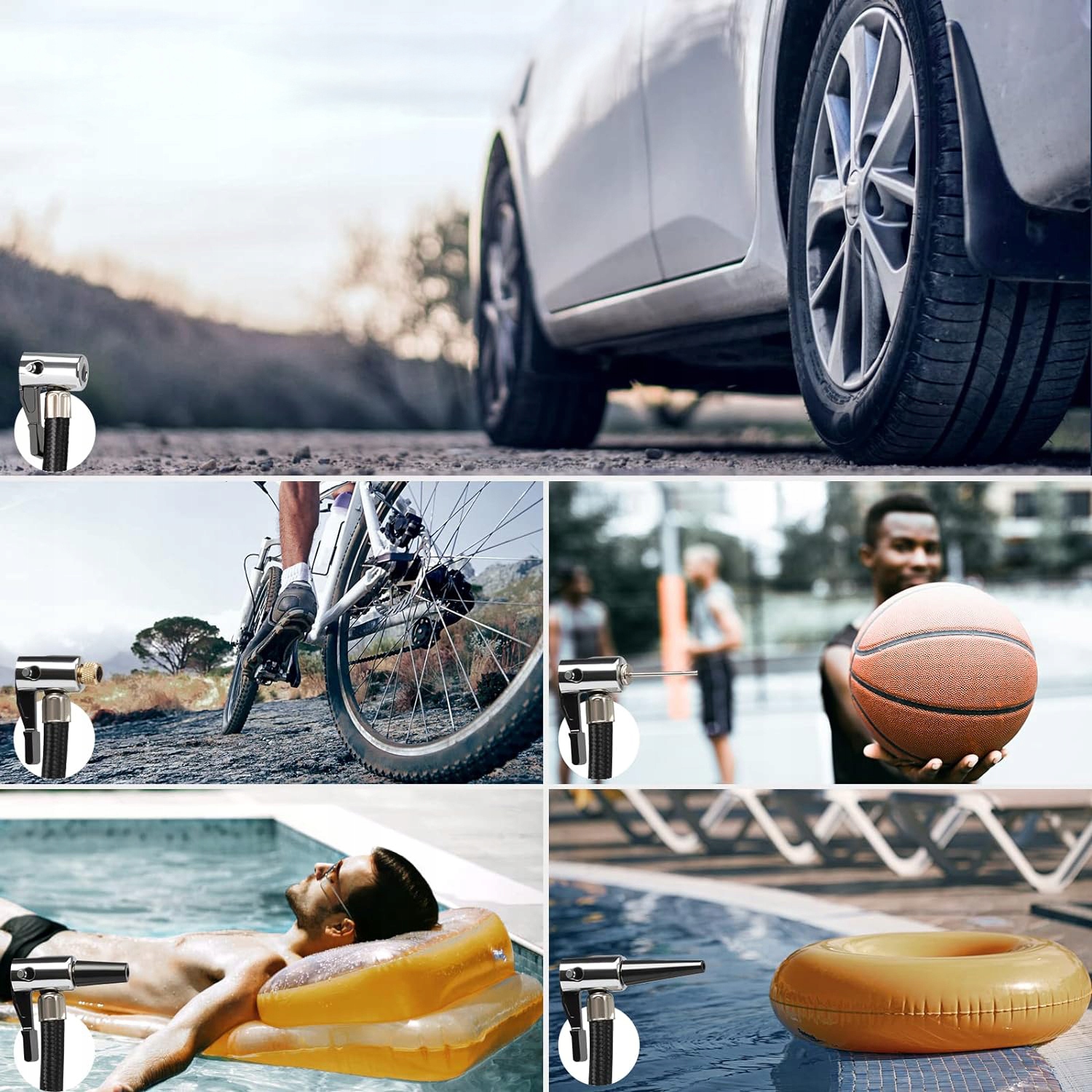 Kompresor Samochodowy 12V 230V Feegar Sprężarka Pompa Przenośna Do Kół Led