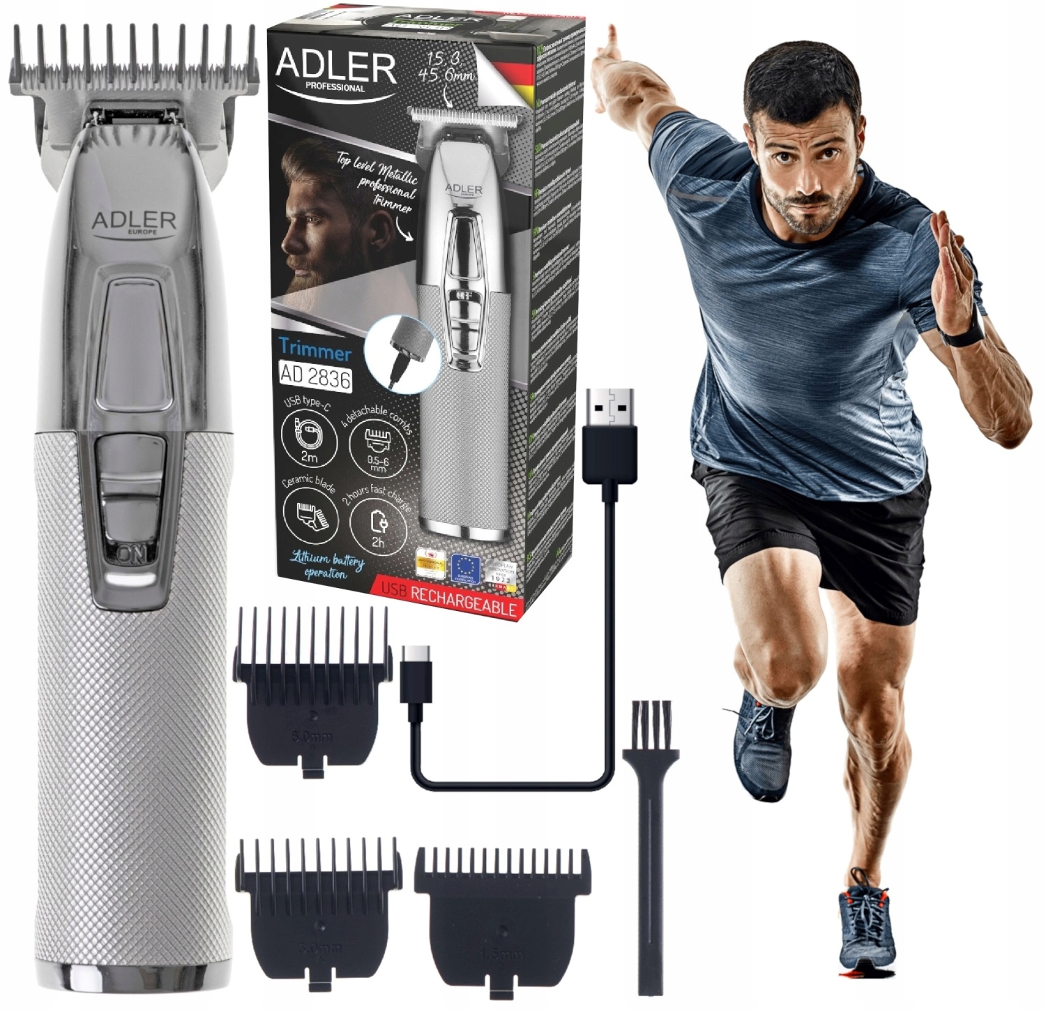 Maszynka Trymer Do Brody Wąsów Do Strzyżenia Adler