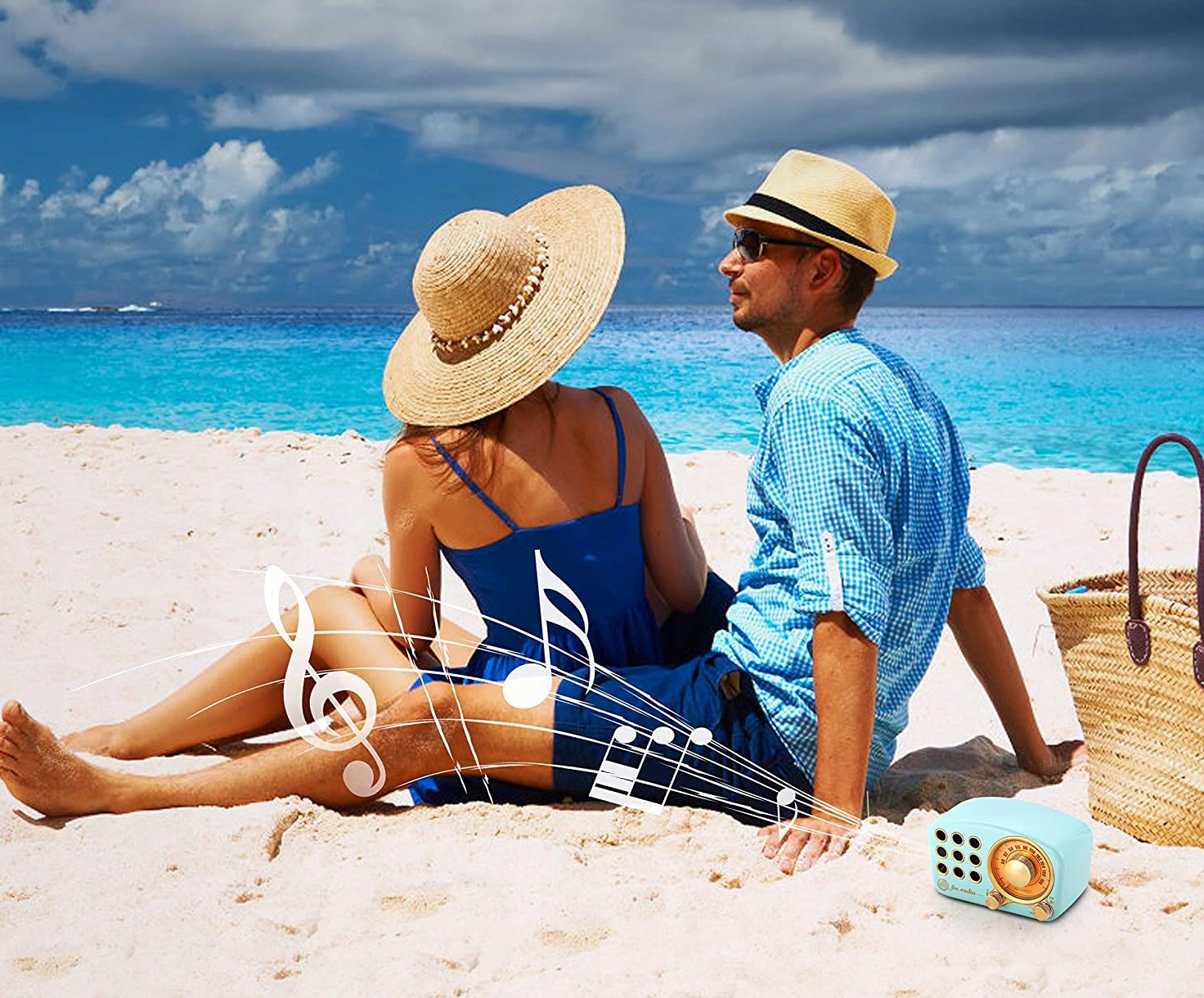 Radio Kuchenne Fm Feegar Retro Blue Przenośne Sieciowe Bluetooth 10H Sd Aux