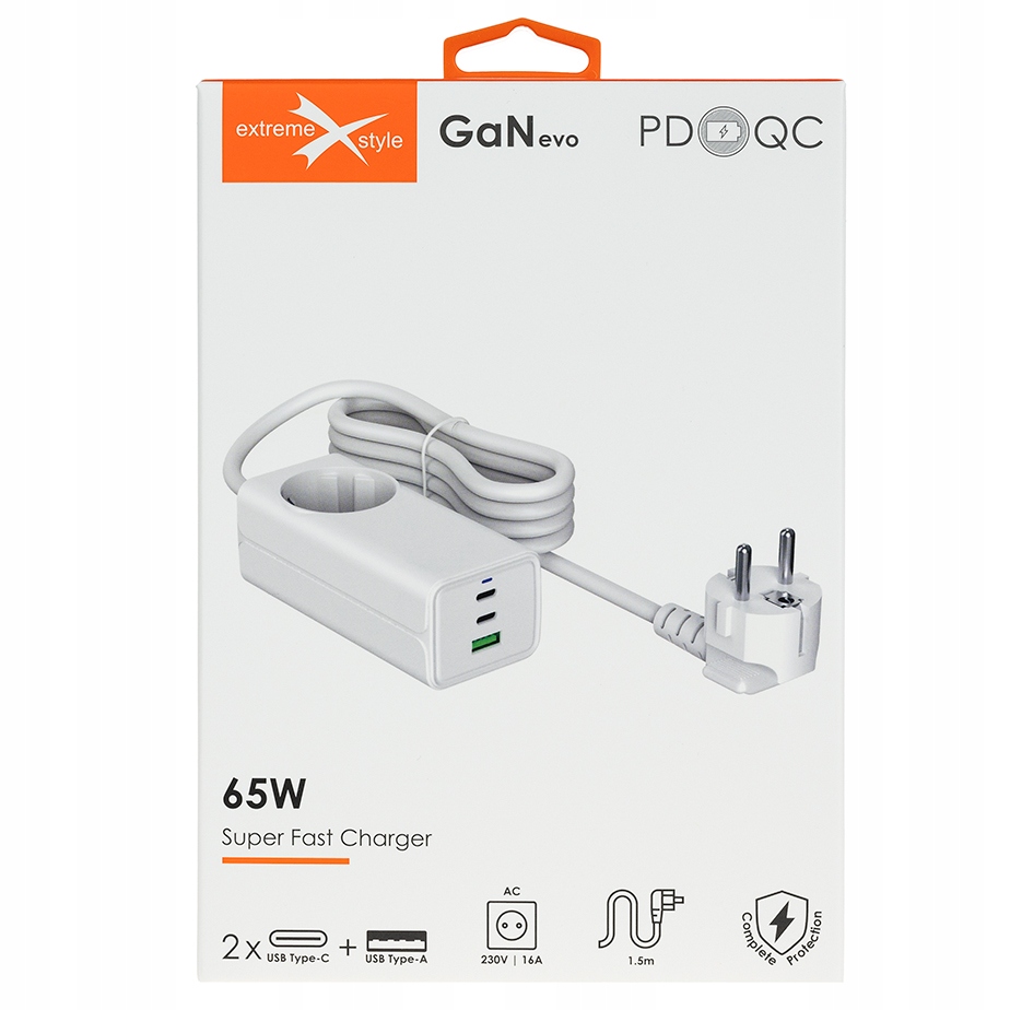 Ładowarka Sieciowa Gan Evo 65W 2 Xusb-C+Usb+230V