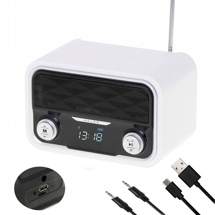 Radio Przenośne Fm Kuchenne Bluetooth Sd Usb Zegar