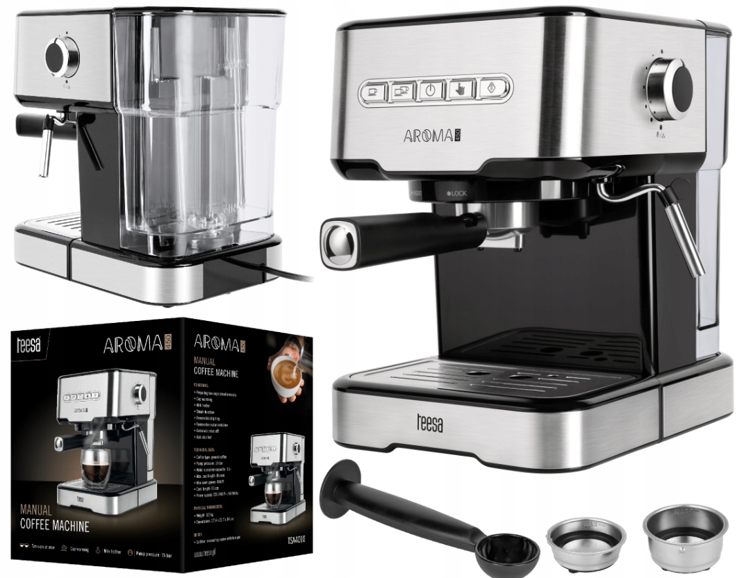 Kolbowy Ekspres Ciśnieniowy Teesa Aroma 450 850 W Srebrny/Szary