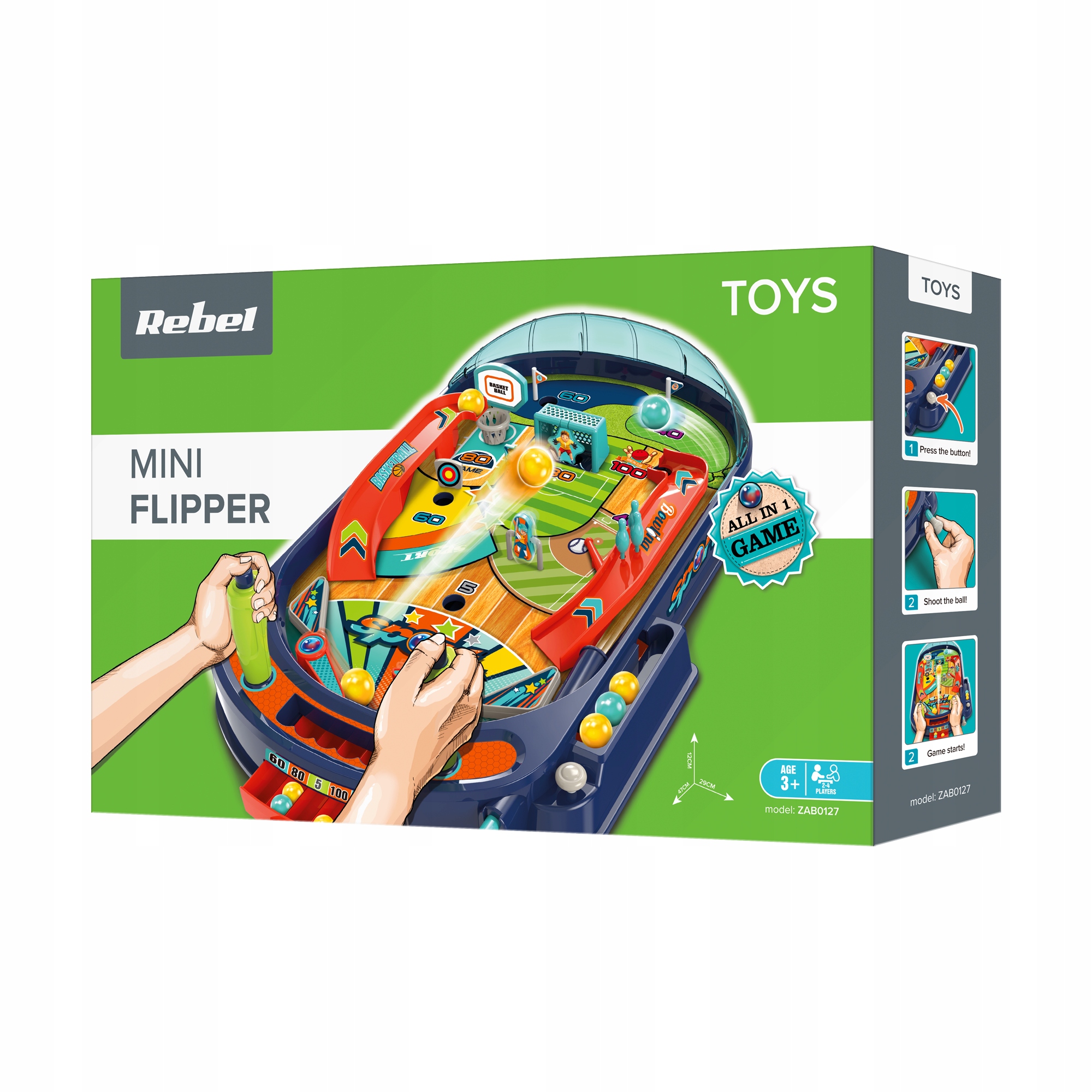 Gra Stołowa Zręcznościowa Dla Dzieci Mini Flipper Rebel Zab0127