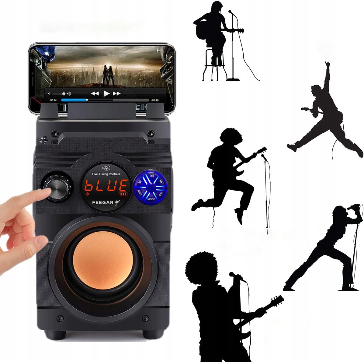 Przenośny Głośnik Bluetooth Feegar Karaoke Mikrofo