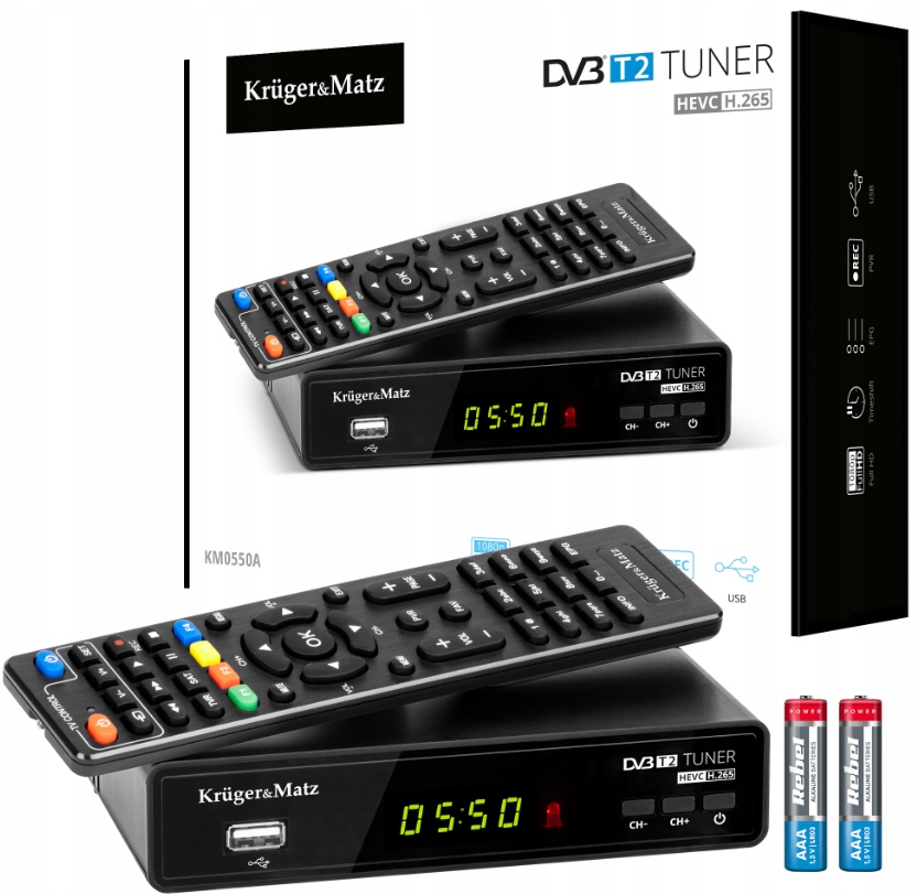 Tuner Dvb-T2 Krugermatz H.265 Hevc Dekoder Km0550