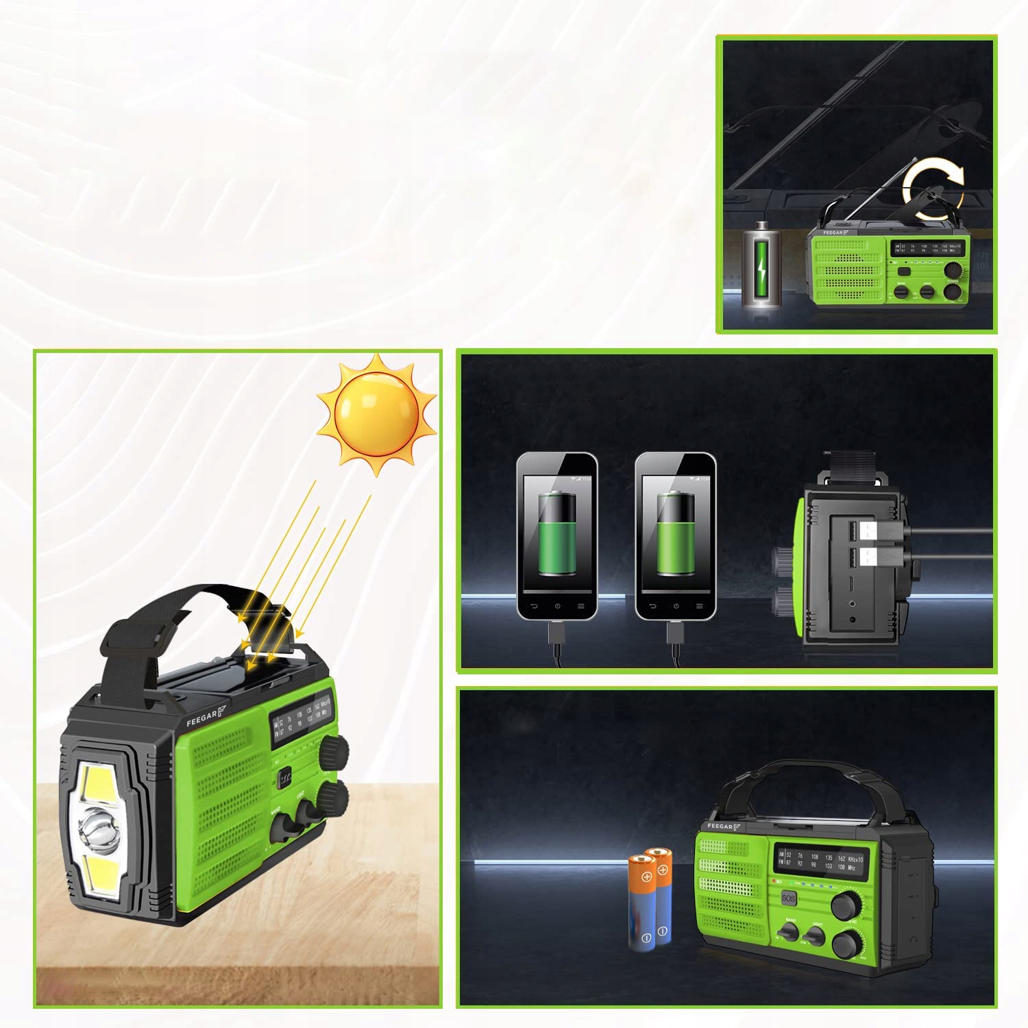 Feegar Oze Radio Solar Powerbank 8000Mah Latarka