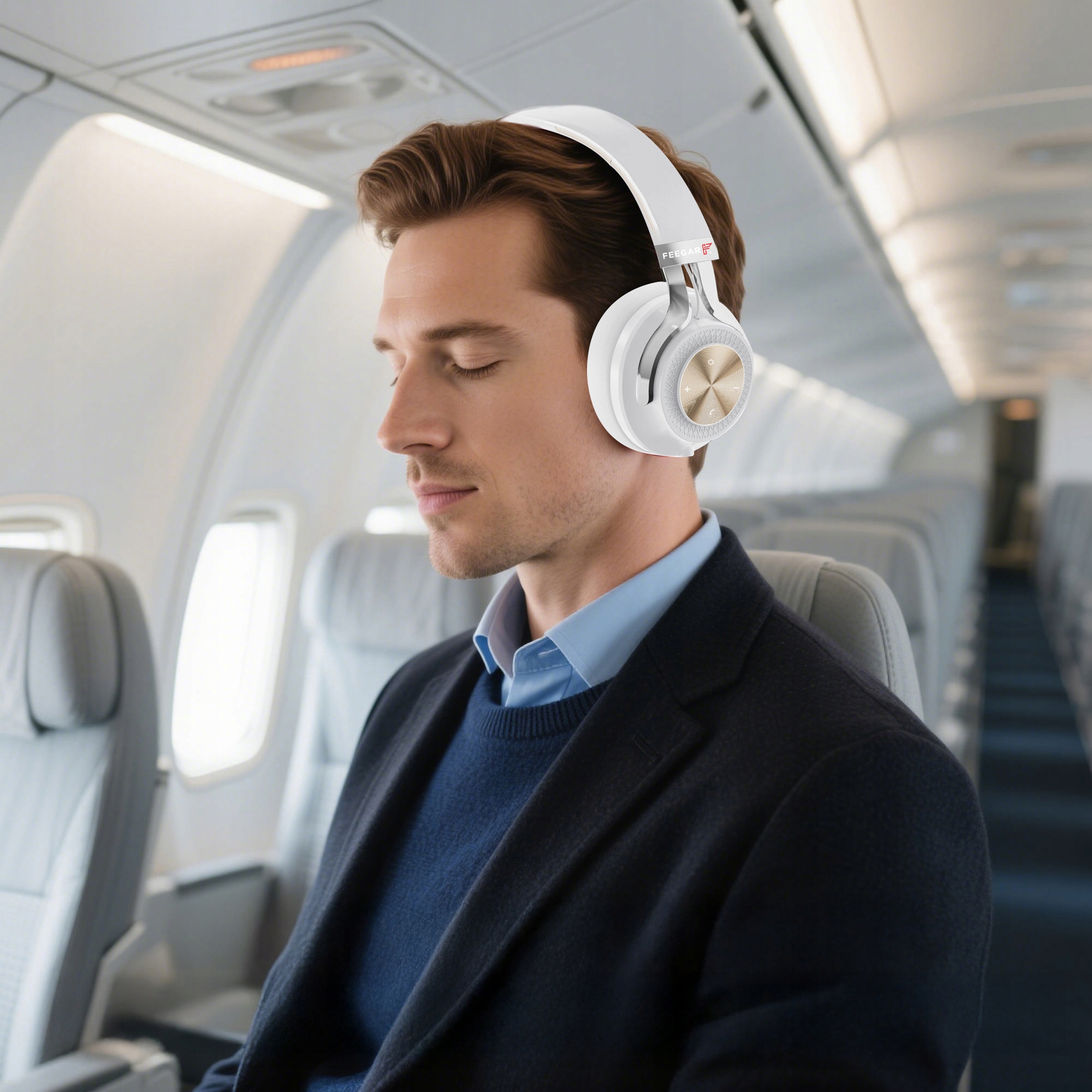 Słuchawki Bezprzewodowe Nauszne Anc 65H Feegar Alphabeat Białe Bluetooth5.4