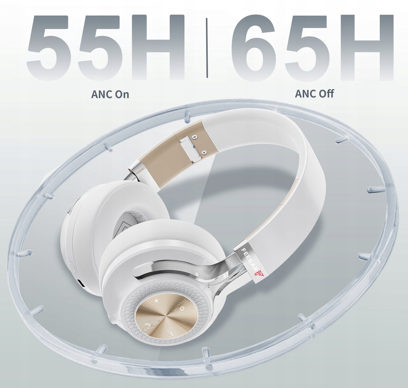 Słuchawki Bezprzewodowe Nauszne Anc 65H Feegar Alphabeat Białe Bluetooth5.4
