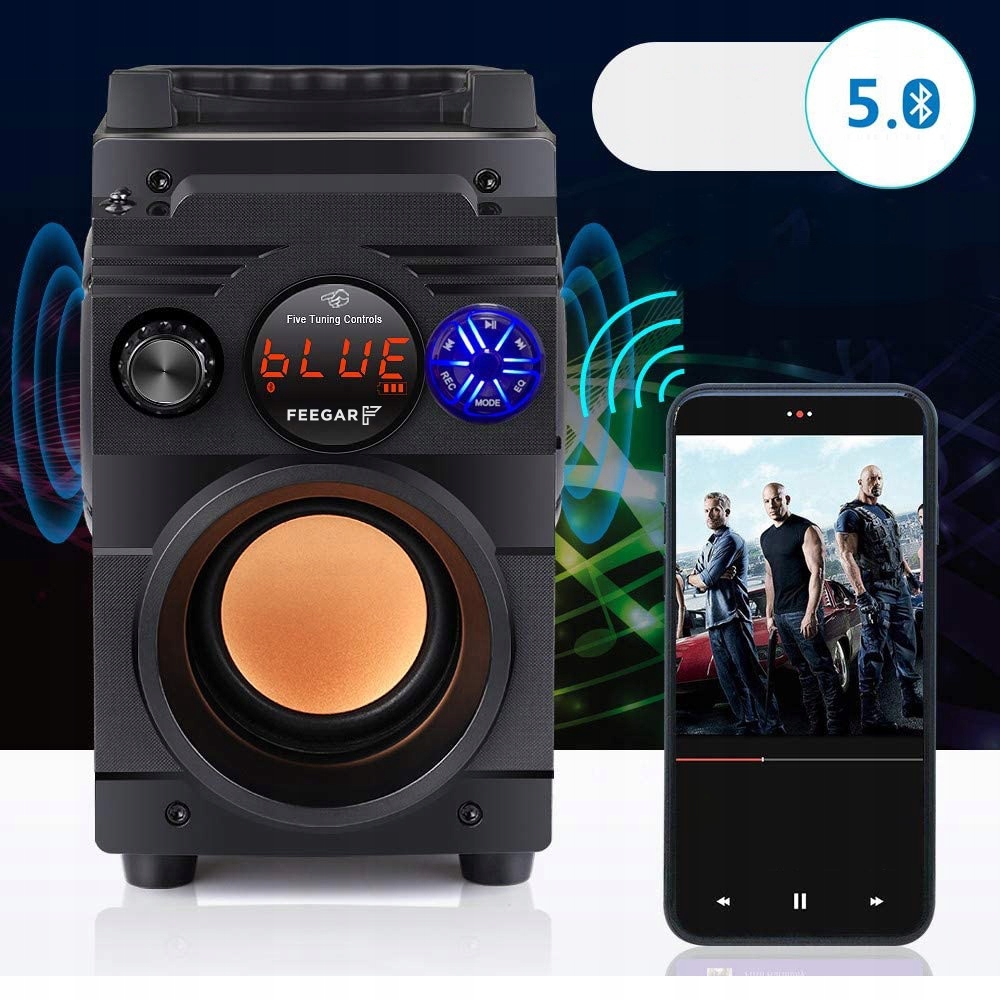 Przenośny Głośnik Bluetooth Feegar Karaoke Mikrofo