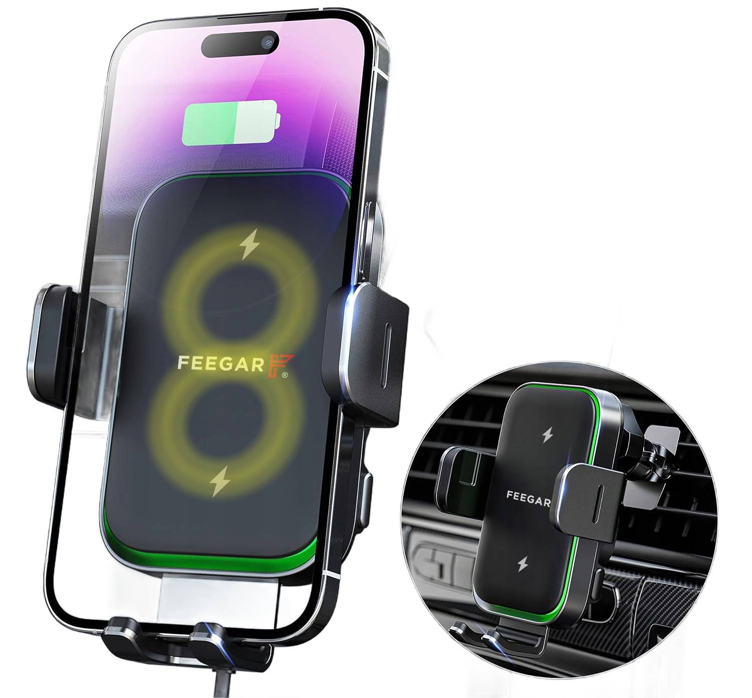 Uchwyt Samochodowy Na Telefon Feegar Qh400 Ładowarka Indukcja Szyba Kokpit