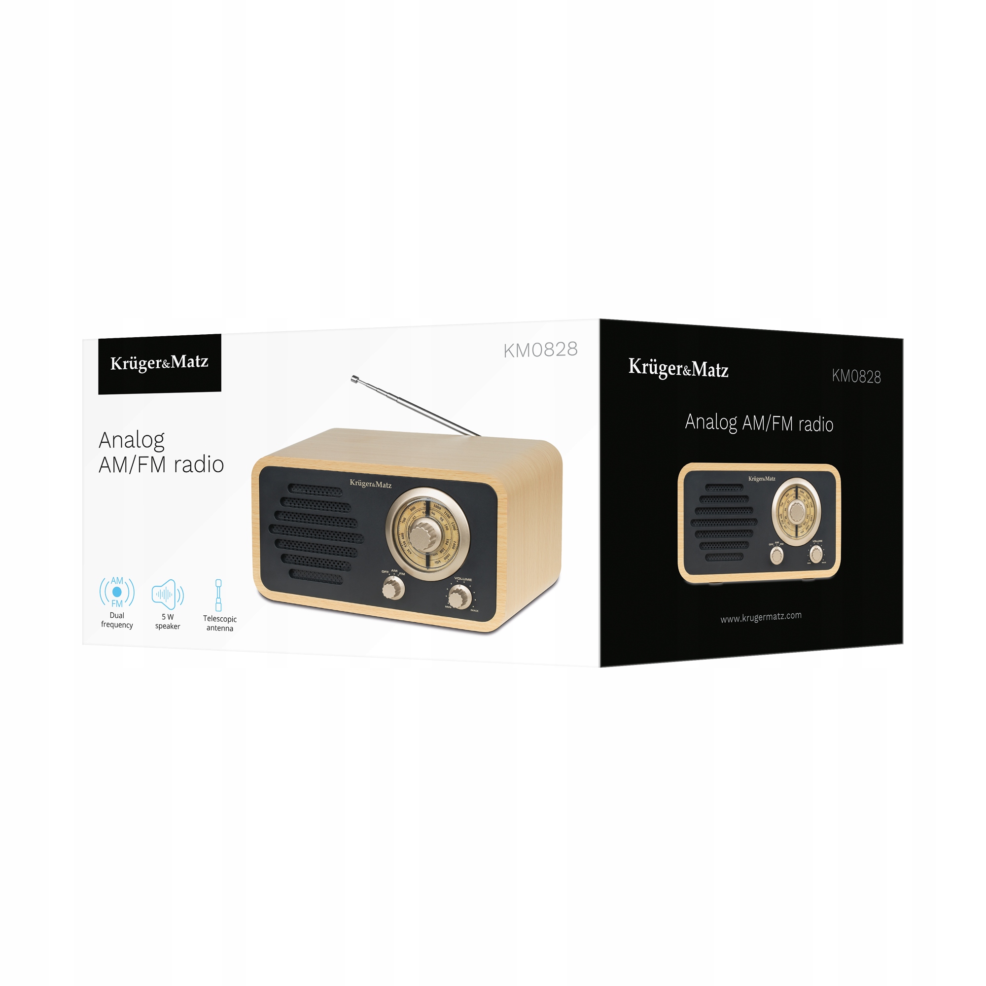 Radio Sieciowe Antena Teleskopowa Retro Am/Fm Kruger&Matz Km0828