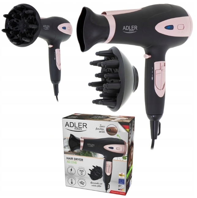 Suszarka Do Włosów Z Dyfuzorem Jonizacją 2400W Wielofunkcyjna Zimny Nawiew