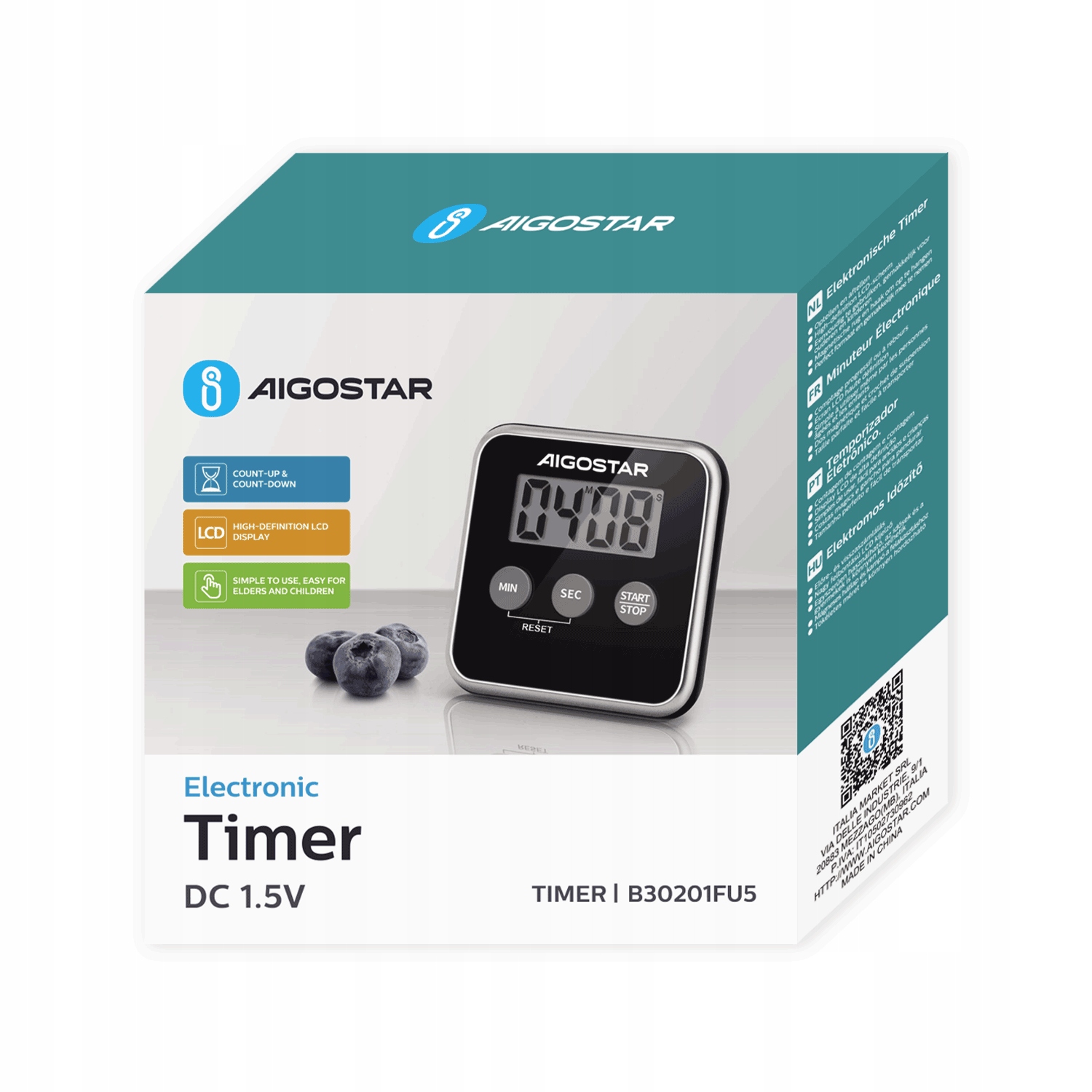 Aigostar Minutnik Timer Kuchenny 0.03W