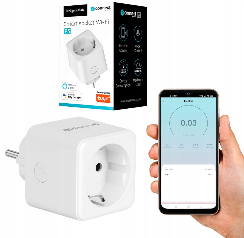 Gniazdko Wifi Inteligentne Tuya Kruger&Matz