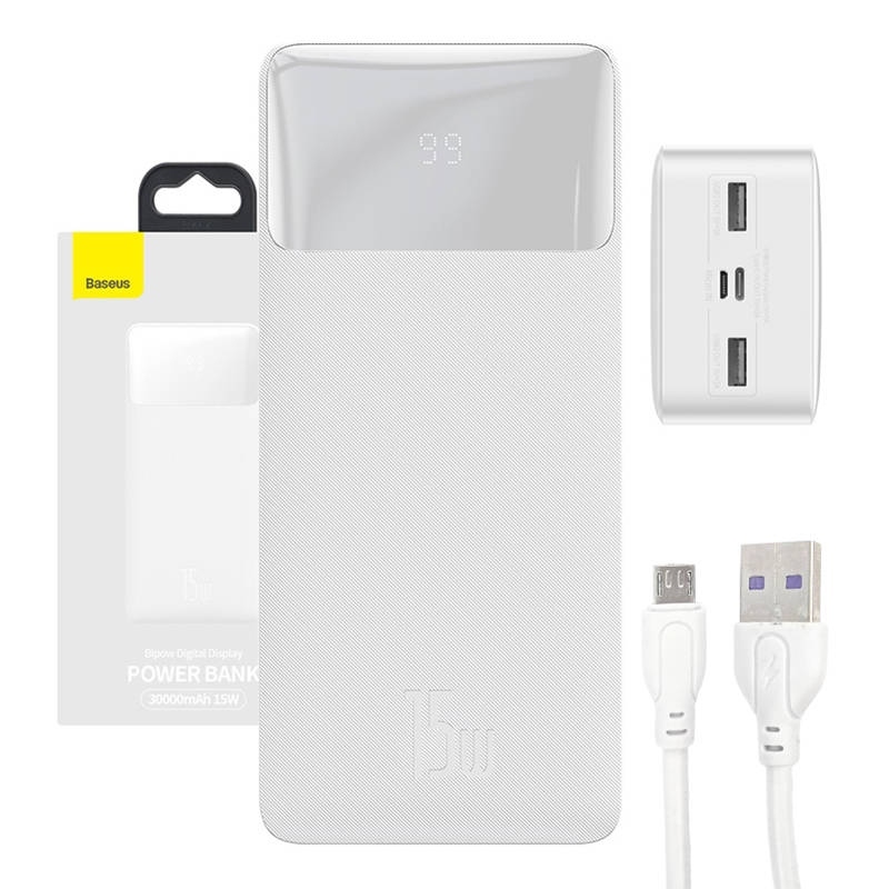 Baseus Powerbank 30000Mah 2X Usb Usb-C Pd Qc 15W Led Power Bank Do Telefonu