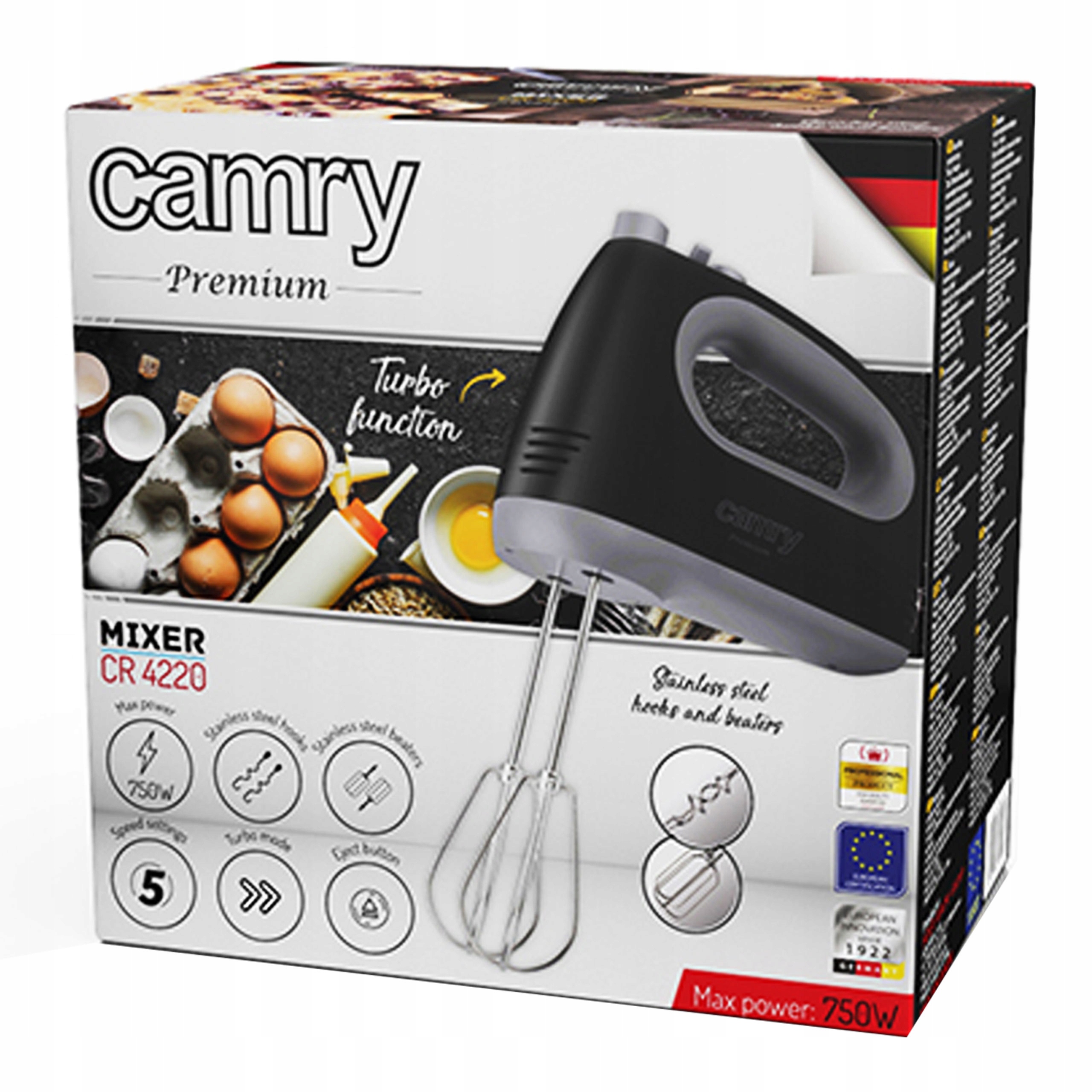 Mikser Ręczny Robot Kuchenny 750W Turbo 5 Prędkości Czarny