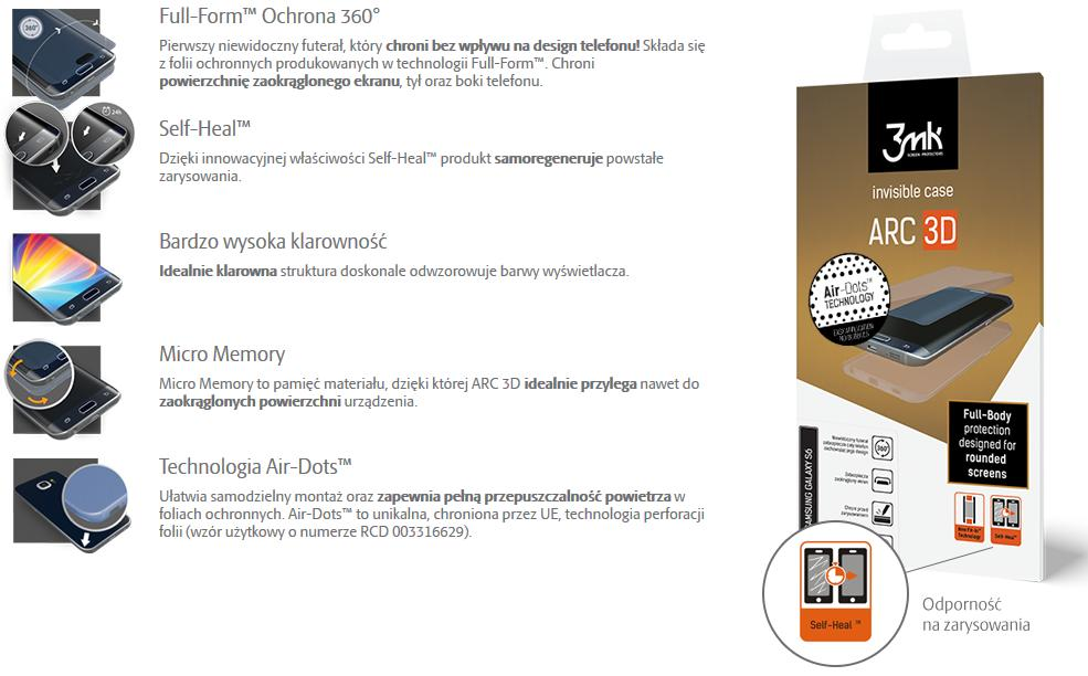 Folia 3Mk Arc 3D Do Samsung Note 8 Cały Ekran+Tył