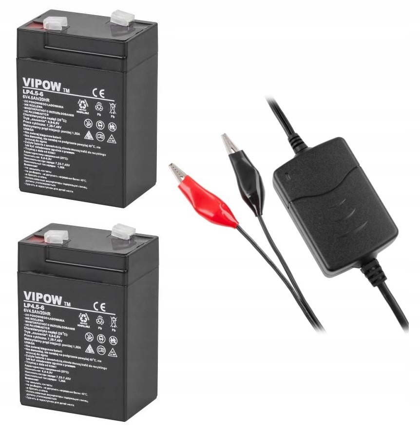 Zestaw Do Autka 2X Akumulator 6V 4,5Ah +Ładowarka