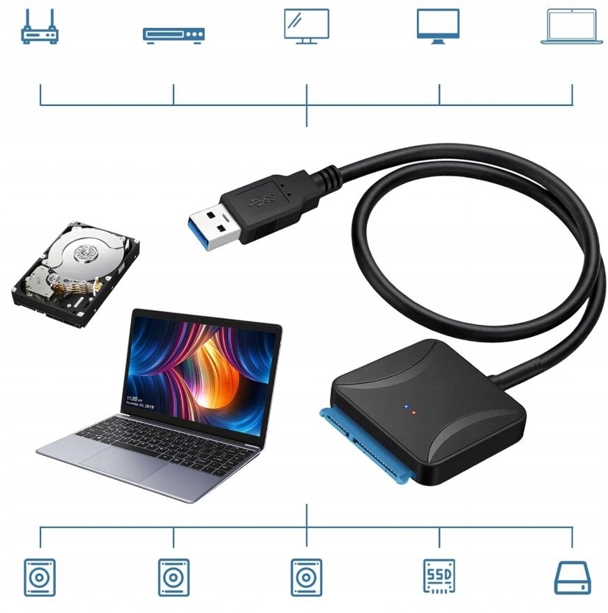 Adapter Dysków SATA 2,5 3,5 USB 3.0 przejściówka