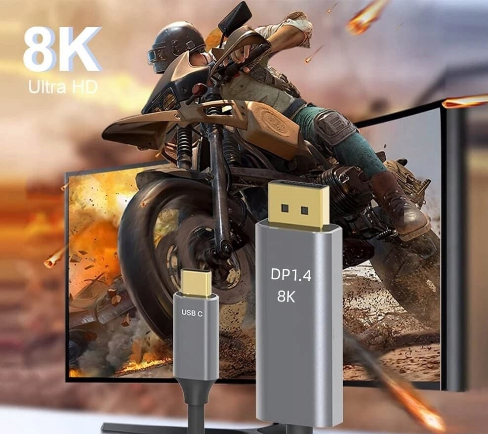 Kabel USB C do Displayport DP 1.4 8K 4K 240 Hz Mac
