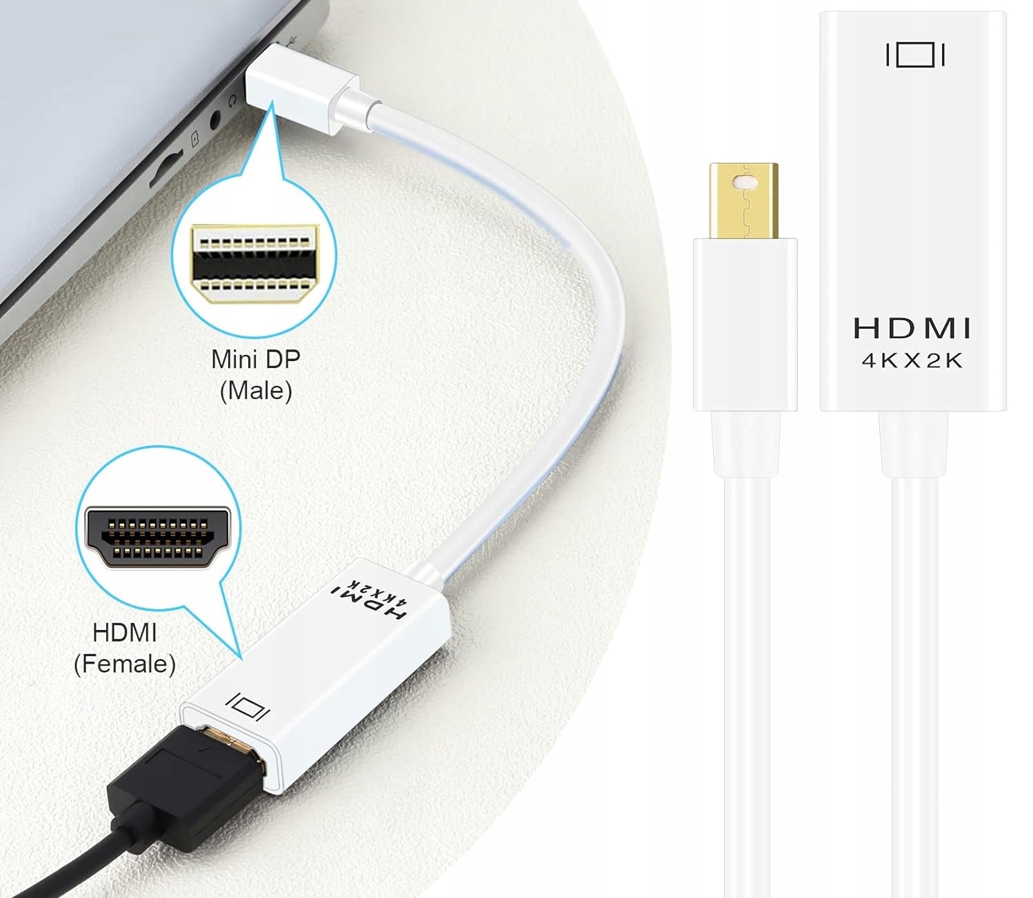 Adapter Kabel mini DisplayPort DP do HDMI 4K*2K