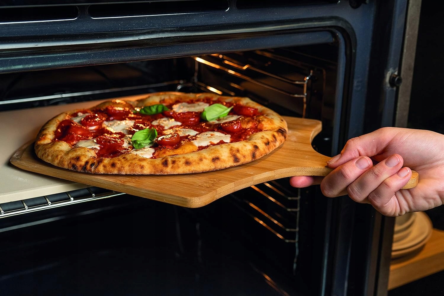 Duży Kamień do Pieczenia PIZZY 30x38 + Łopatka Deska Forma