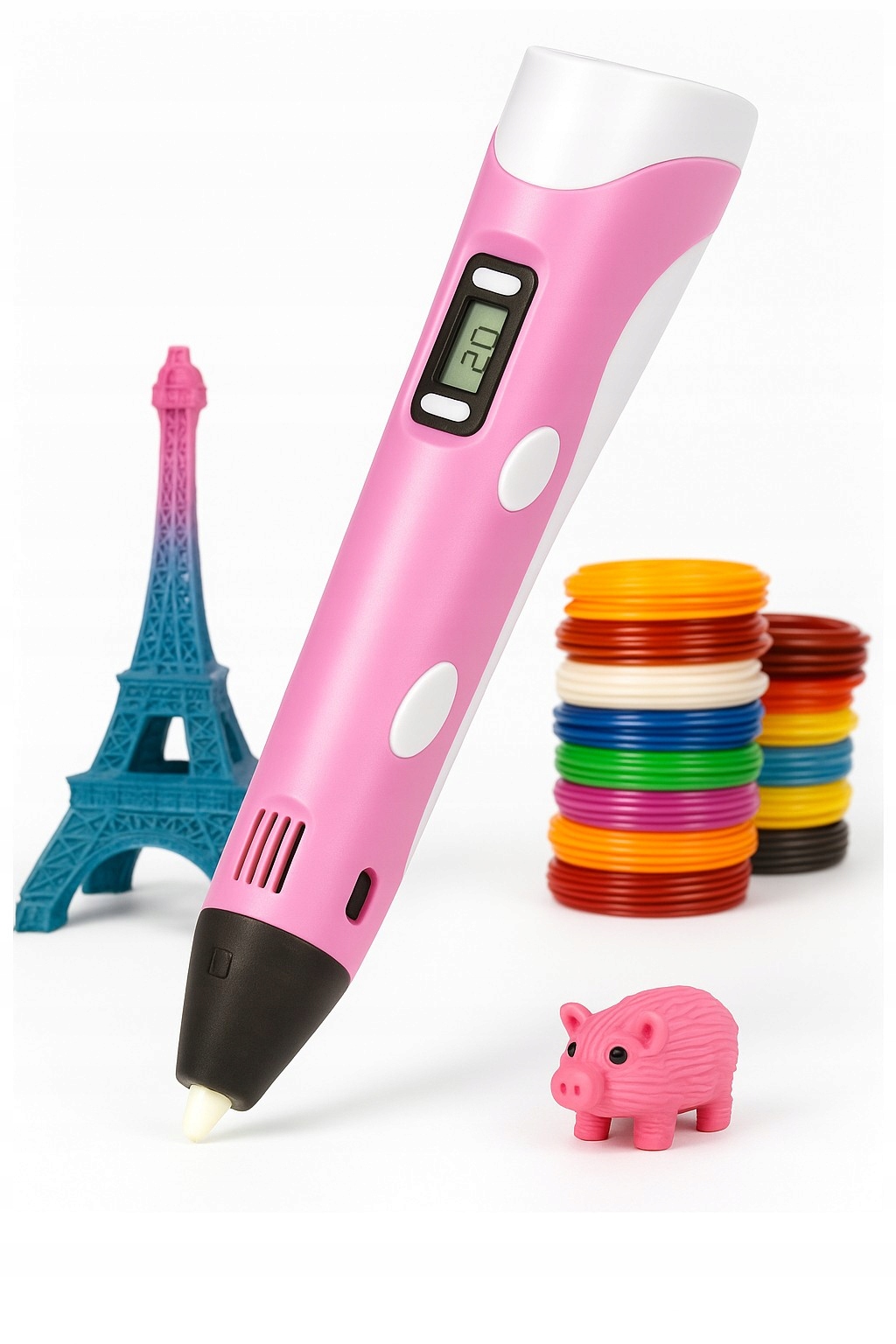 DŁUGOPIS DRUKARKA 3D PEN ZESTAW + WKŁADY 9 METRÓW RÓŻ