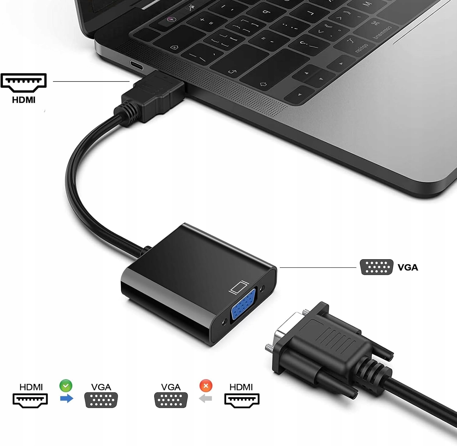 Adapter Konwerter z HDMI do VGA kabel DSUB