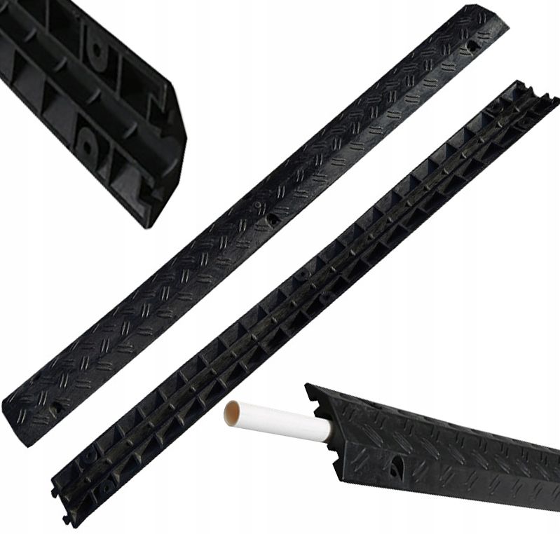 Najazd Progowy 100 CM Ochronny Kablowy Kanał Guma Czarny Maskownica Czarny