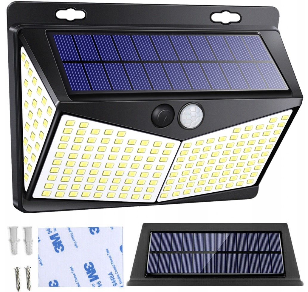 LAMPA SOLARNA Z CZUJNIKIEM RUCH ZMIERZCHU 208 LED