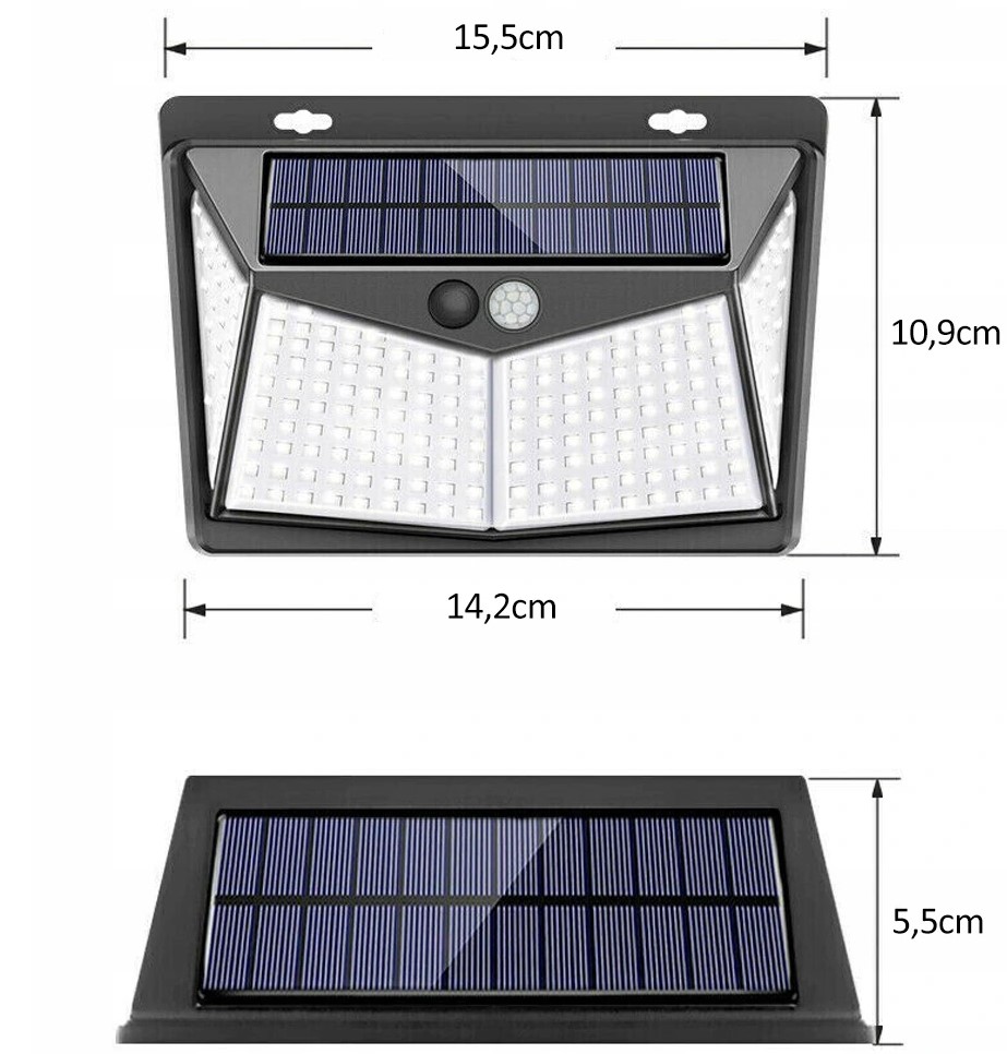 LAMPA SOLARNA Z CZUJNIKIEM RUCH ZMIERZCHU 208 LED