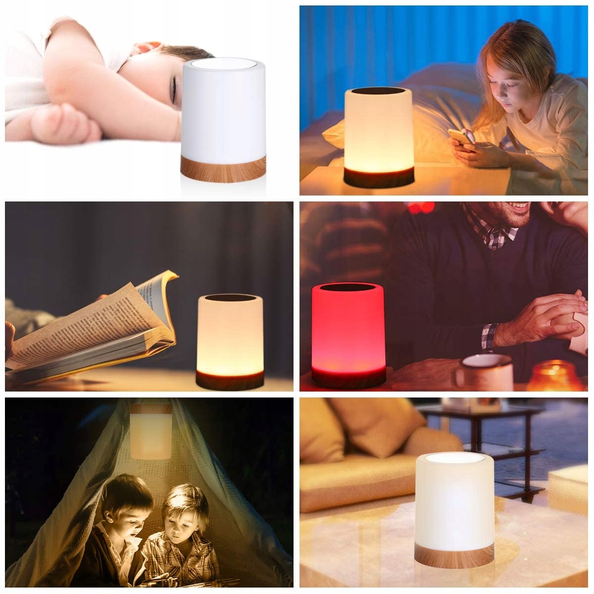 Bezprzewodowa Lampka Nocna Kolory Dotykowa RGB
