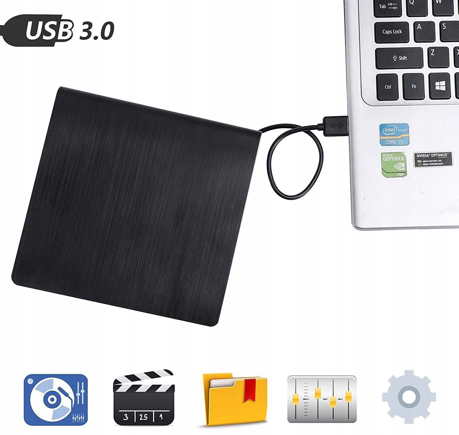 Zewnętrzny NAPĘD CD DVD-R/RW NAGRYWARKA USB 3.0